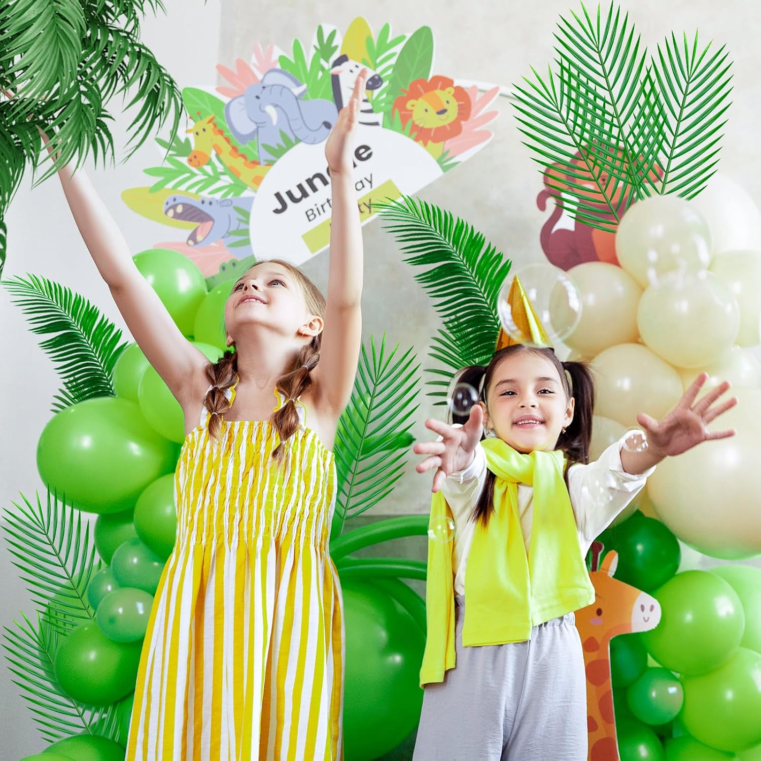 30PCS Palm Leaves Decor, Green Foliage Artificial Palm Leaves with Stems for Palm Sunday, Home Decor, Party Supplies