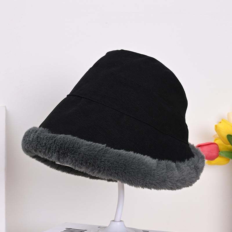 Winter imitation wool Mongolian hat basin hat men and women thickened cold and warm bucket hat large brim adult