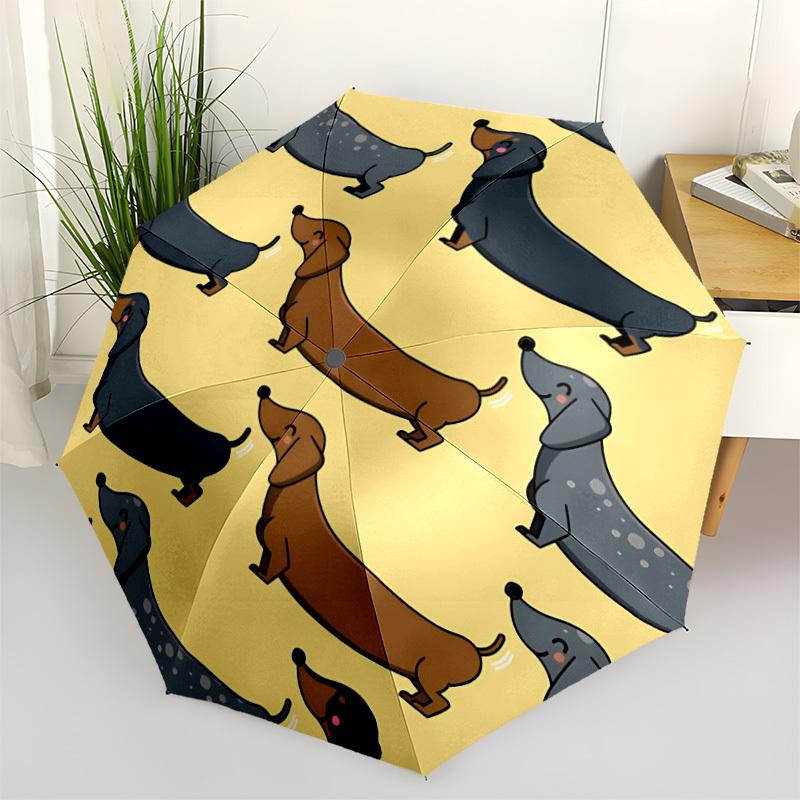 1pc Dachshund Pattern Automatic Folding Umbrella - Portable Collapsible Design, 8-Rib Iron Frame, Durable Fabric yy251125080