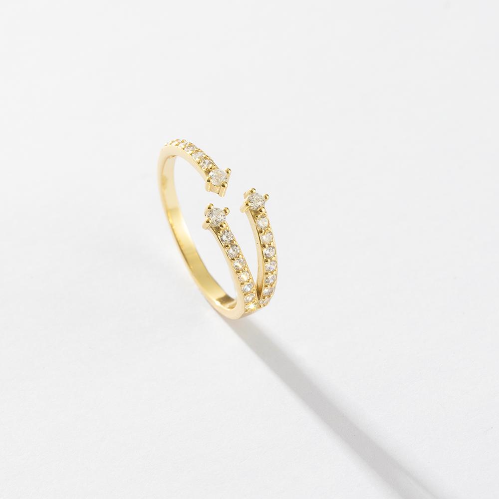 ANDYWEN 925 Sterling Silver Gold Three Line SISI Ring Geometric Luxury Shiny Jewels Women 2023 Wedding Jewelry Gift