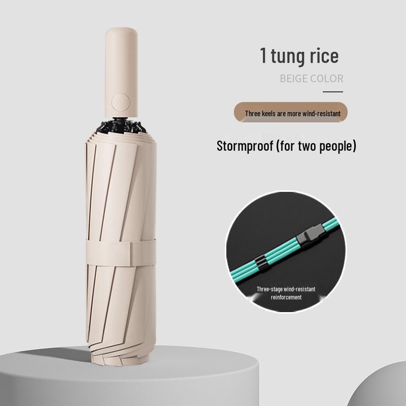 Automatic Buckle Women’s Umbrella: Windproof, Reinforced, Sun & Rain UV Protection