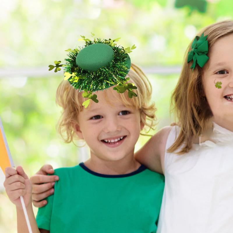 1pcs Saint Patricks Day Top Hat Holiday Green Caps Dress-up Costume for Irish Festival Party and Tree Topper Accessory Props