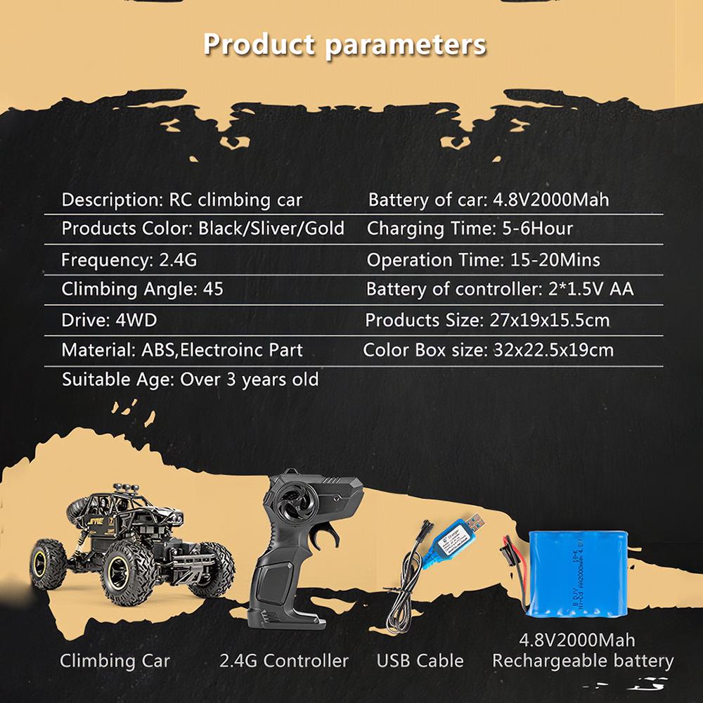 1/16 Off-Road Buggy Alloy RC Car 2.4GHz 4WD 15km/H High Speed Climbling Car