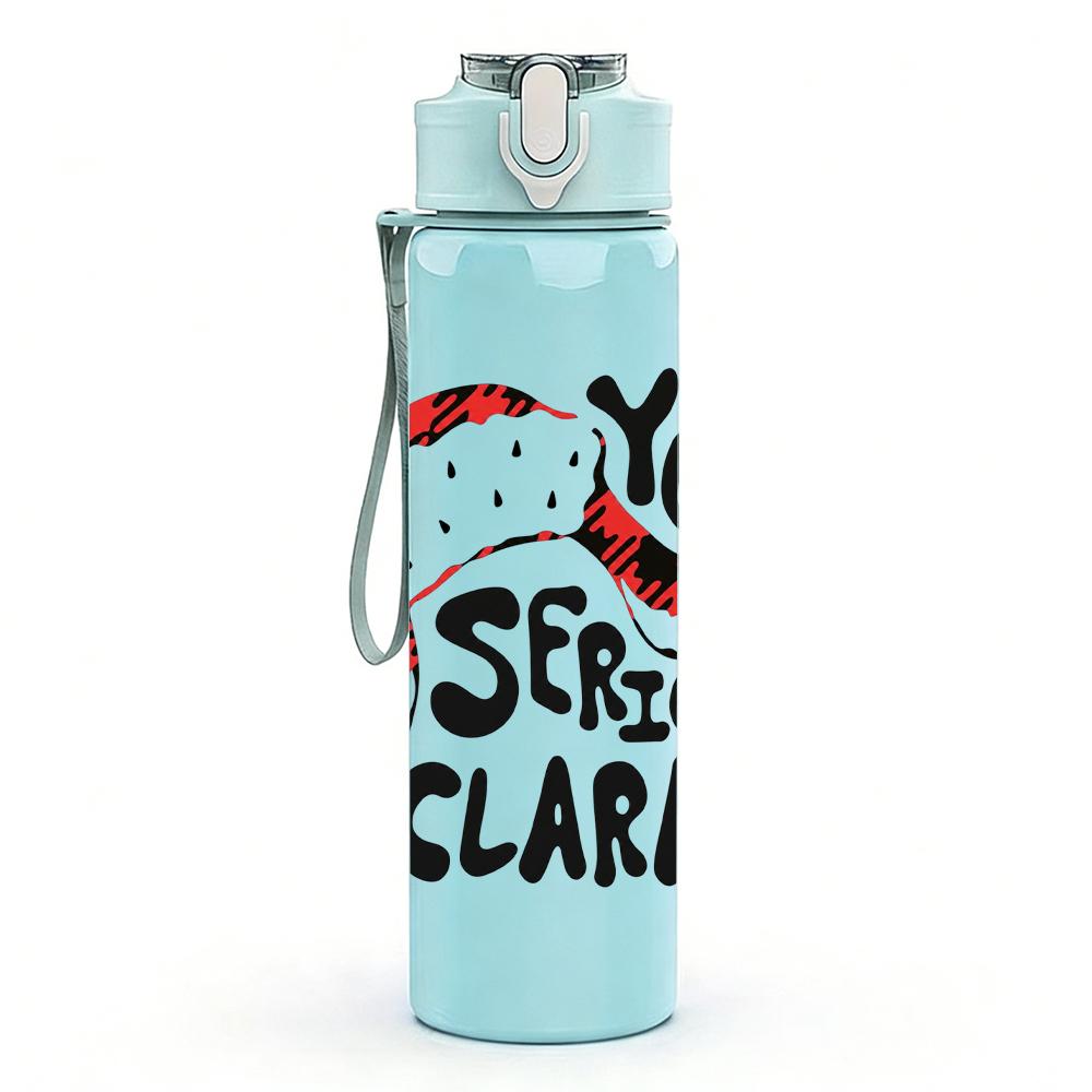 1PC You Serious Clark Santa Graphic,750ml Color Plastic Sports Water Bottle,Leakproof Flip Straw Lid,Suitable for Sports Office Home Use