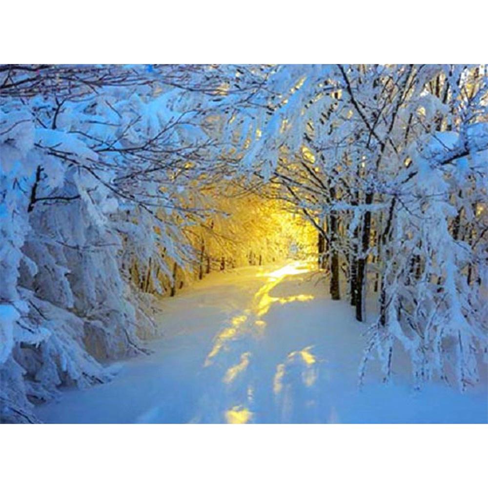 DIY Diamond Painting Snow Diamond Mosaic Landscape Sunset Embroidery Rhinestone Full Round Diamond Cross Stitch Home Gift