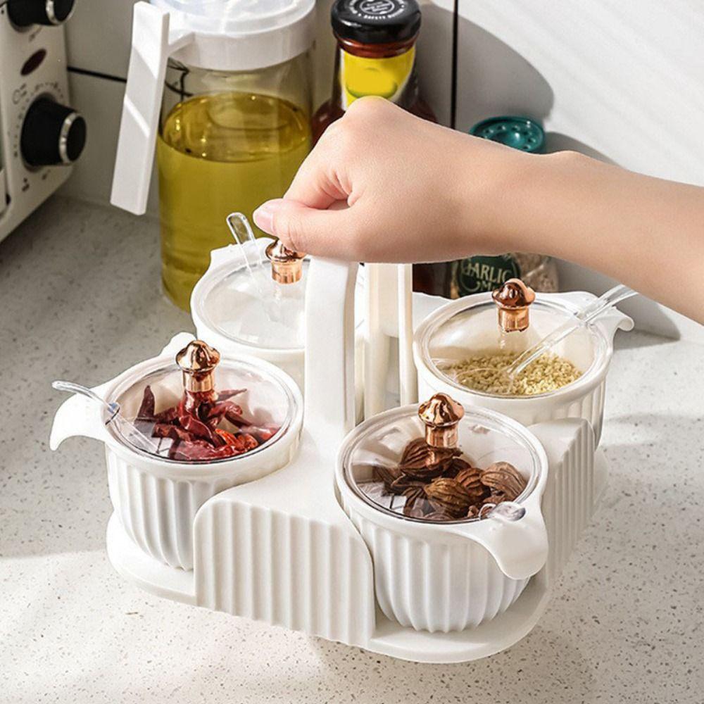 Plastic Multi-grid Seasoning Box Moisture-proof Salt Container Spice Container  Restaurant