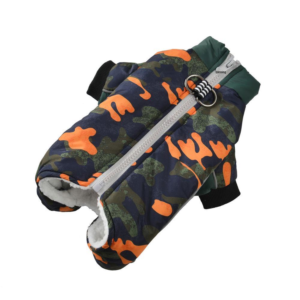 Camouflage Fleece-Lined Dog Coat: Warm, Thickened, Four-Legged Design for Autumn & Winter