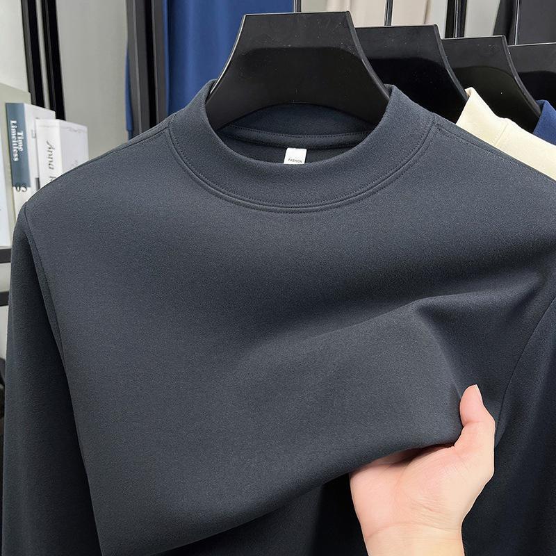 

2025 Men s Autumn/Winter Thermal Fleece Half-High Collar Sweatshirt - Solid Color, Comfortable, Warm, Casual Style L сірий колір