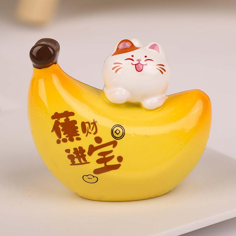 Fruits Cat Resin Art Piece Cute Desktop Ornament For Home And Celebration