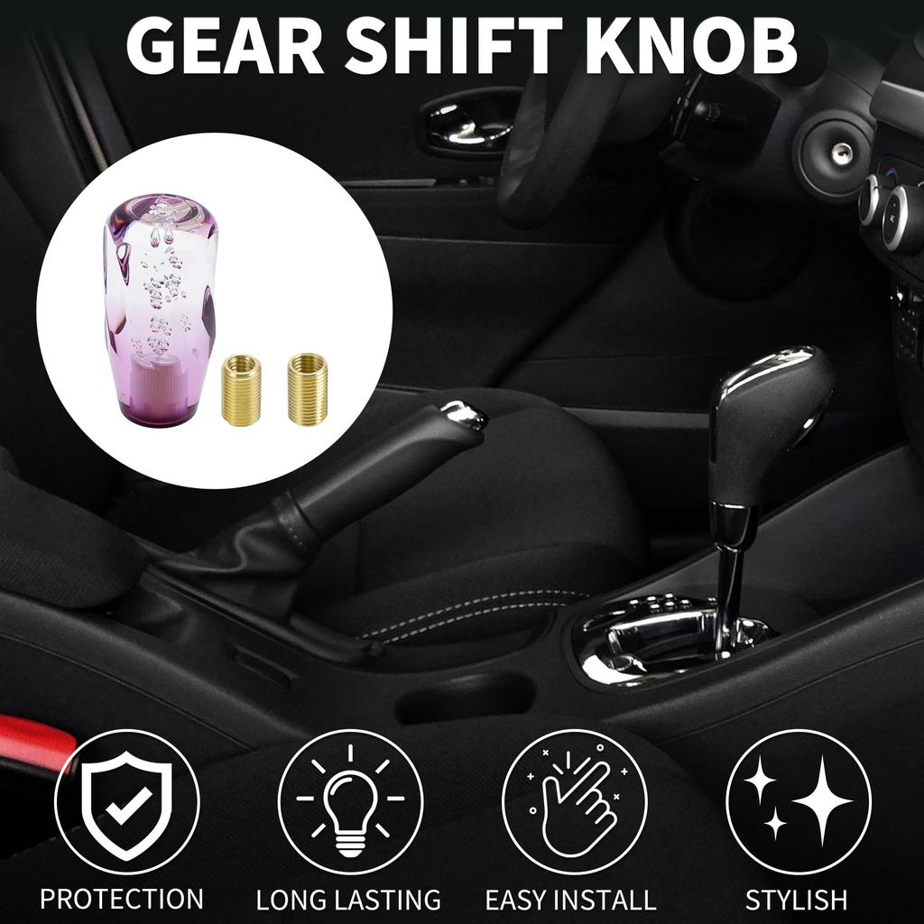 TUCKBOLD Car Shift Knob Front Stick 10cm Clear Purple 1 Set Universal Acrylic with 2 Adapters