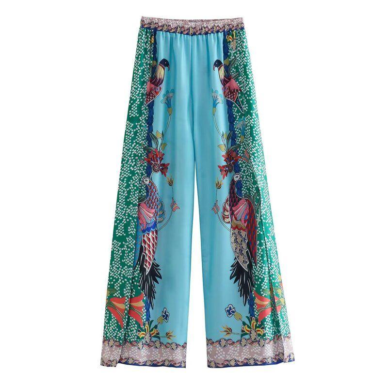 

Fashion Style 2024 Summer New Arrival Women s Clothing Fashionable Temperamental All-Match Positioning Print Shirt High Waist Casual Trousers Long pants L