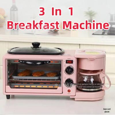 European and British Standard Multi-Functional Breakfast Machine: 3-in-1 Bread Maker, Toaster, and Coffee Maker.
