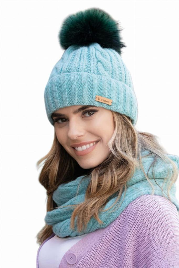 Nicky Set Hat with Snood Color Turquoise