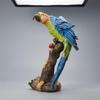 Papageienfigur geschnitzt mit Baumstamm-Basis Vogelstatue