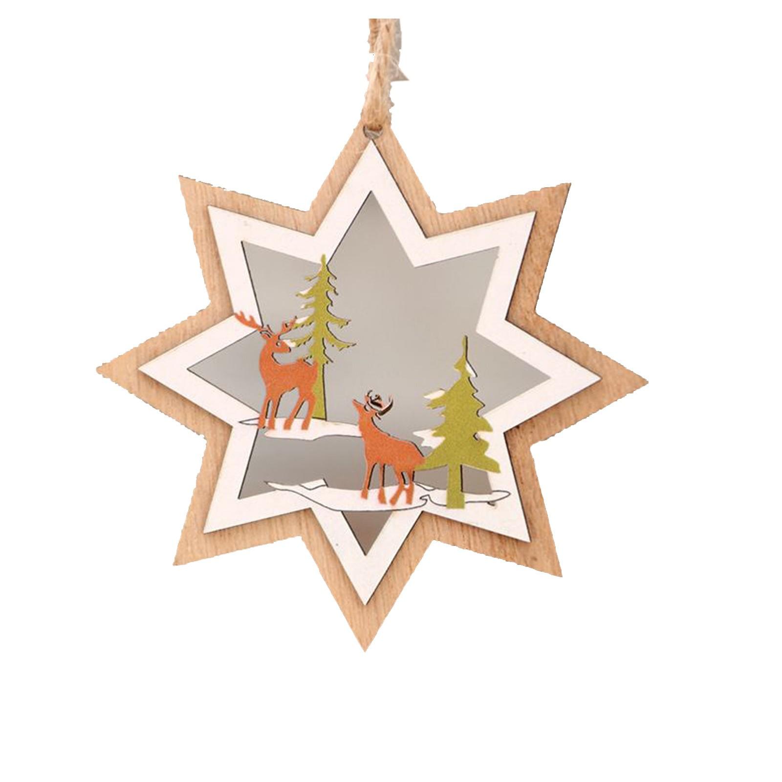

Різдвяні дерев’яні прикраси з дерев’яної стружки Різдвяний підвісний кулон Подарунок для домашнього декору