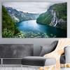 Norway Fjord Landscape Wall Pictures Mountain Lake Canvas Painting Wall Art Green Mount Posters and Prints for Living Room Decor