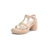 Summer Square Heel Buckle Platform Women's High-heeled Sandals New Casual Solid Color Roman Sandals Rubber Soft-soled Women's Shoes