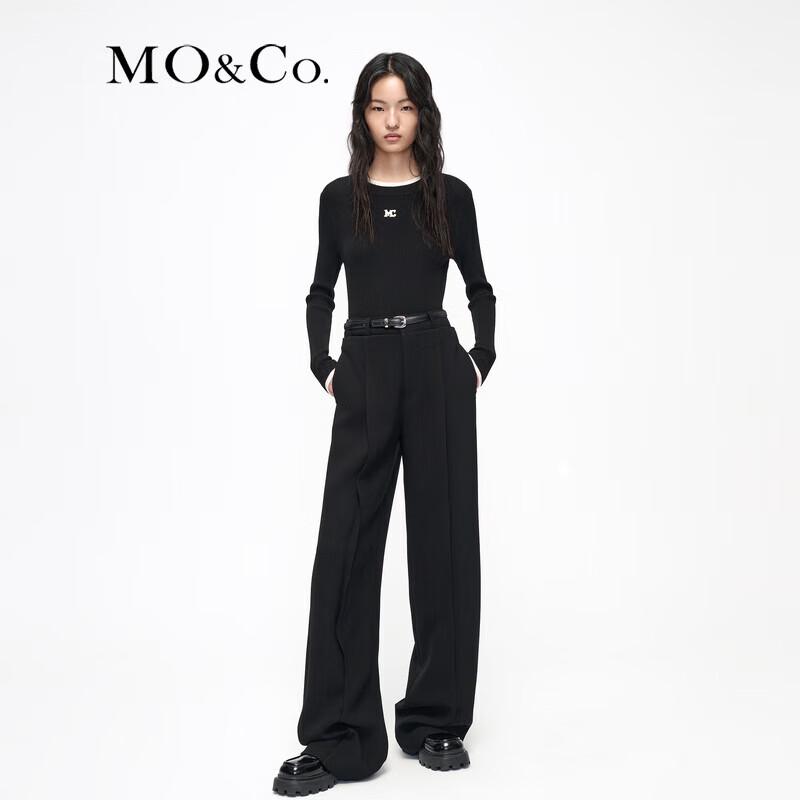 MO&Co. Faux Two-Piece Patchwork Slim-Fit Knit Top