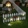 Miniature Wooden Fence for Dollhouse Fairy Garden, Christmas Decor with LED Light, Rattan Landscaping Diorama Scenery Prop