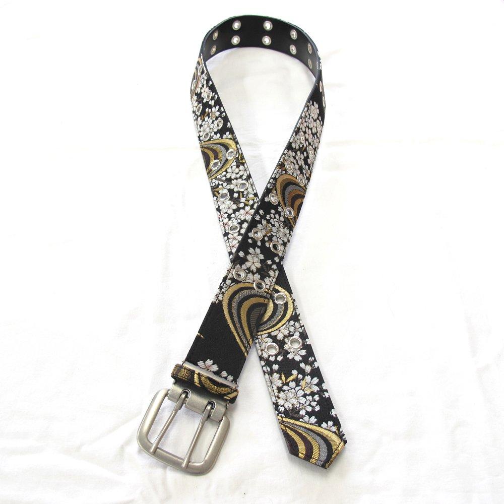 Japanese Pattern Golden Nishijin One Size Fits 46 Made In For and Cherry [COCOLUCK] Men's Belt, Orchid, Textile, Most, Holes, 110cm, Casual, Business,