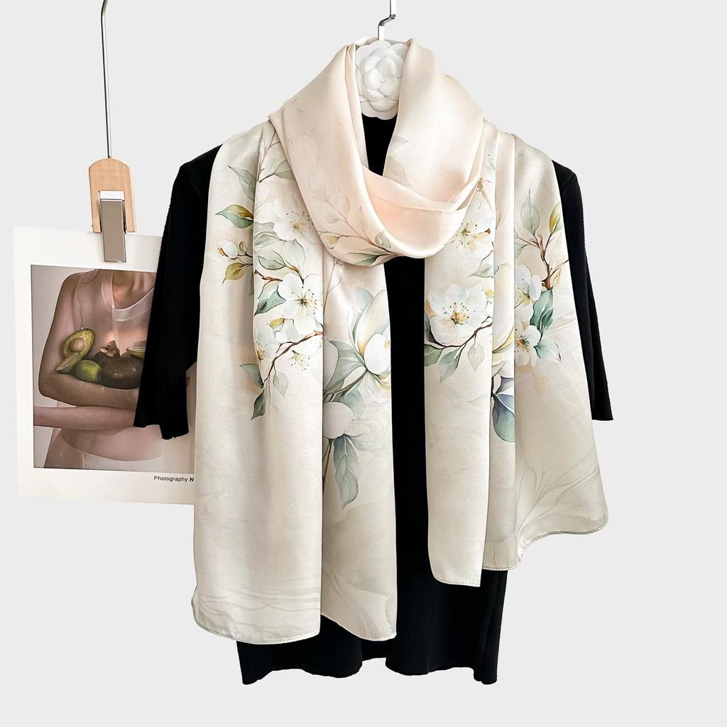 100% Pure Real Silk Scarf Women Neck Shawls Wraps Foulard Scarves Pashmina Female Hijab Bandana Kerchief Luxury Schals Bufandas