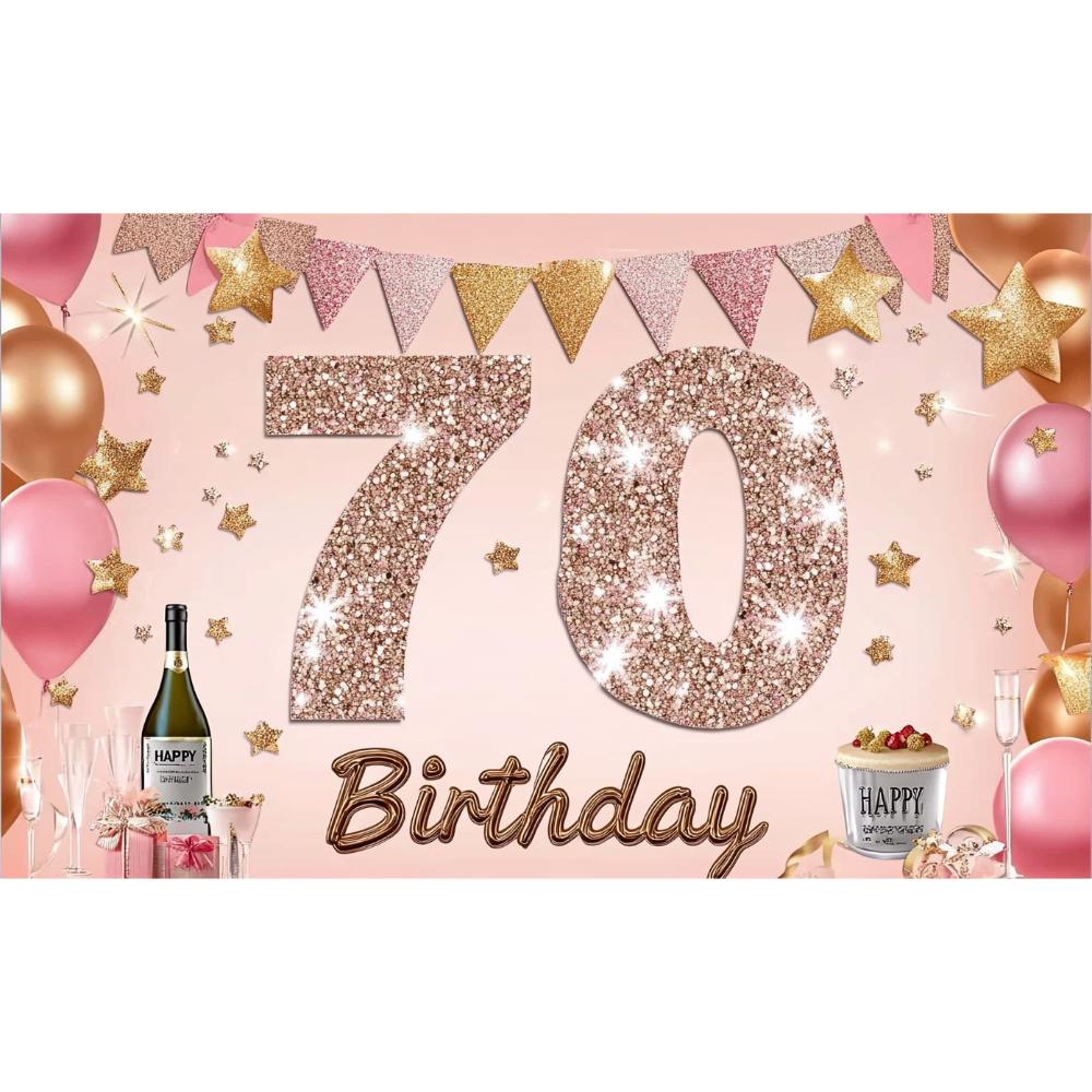 Birthday Decorations Elegant Custom Banner Birthday Backdrop Glitter Mitzvah Backdrop For Photo Shoot Party