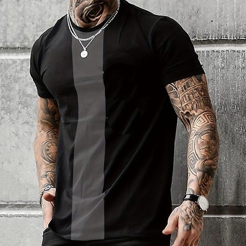 Vintage Clothing Men's Street T-Shirt Summer Male 3d Stripe Print Short Sleeve Tops Everyday T Shirt Oversized Tees Shirts 5xl