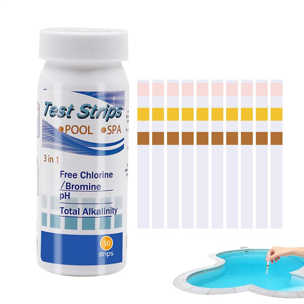 50pcs/set Pool Test Paper Accurate Swimming Water Test Kit 3in1 Practical Water Hot Tub Swimming Pool Spa Testing Strips Kit