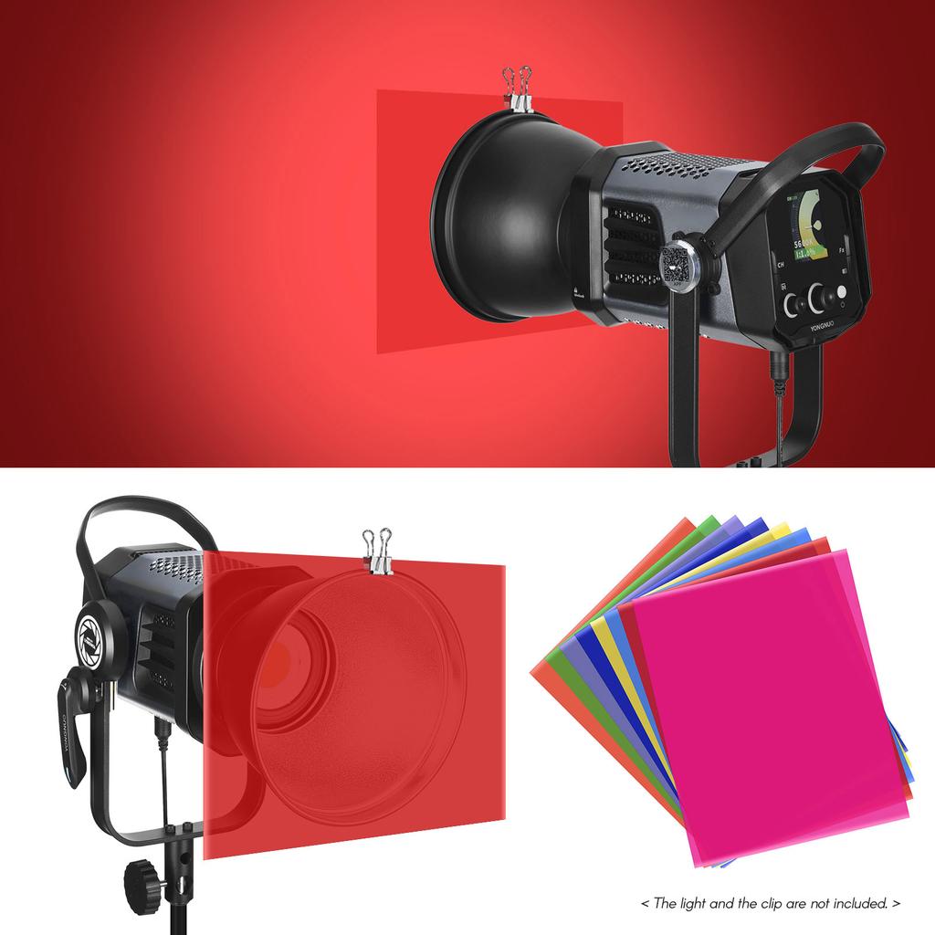 8 Colors set PET Transparent Gel Lighting Filter 50 * 40cm  20 * 16in Coloured Overlays Tinted Correction Gels Light