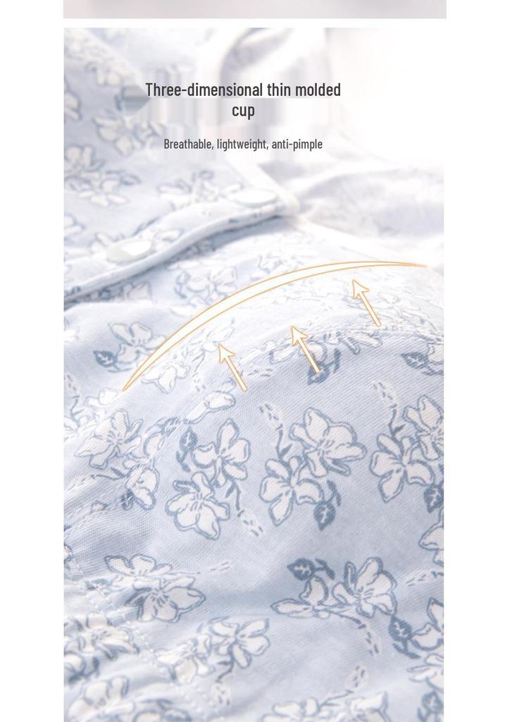 Cotton Front-Fastening Wire-Free Sleep Bra for Mature Women