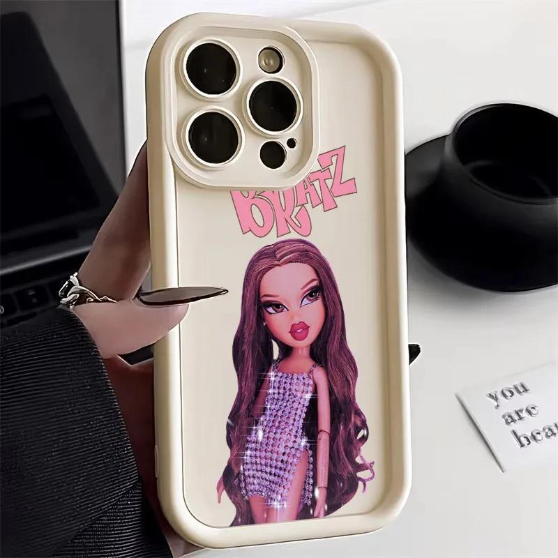 Soft Silicone Case For iPhone 16 Pro 14 15 Plus 11 12 13 Mini 15 Pro Max Coque 16Pro Shockproof Phone Cover Fashion Bratz Cute