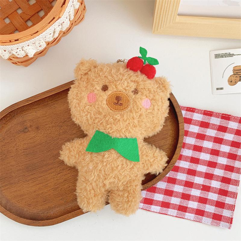 New Cherry Bear Bunny Plush Pendant Cute Cartoon Doll Schoolbag Keychain Catcher Doll