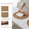 Woven Rattan Round Placemat Handmade Fringe Edge Heat Resistant For Home Dining Table Party Decor