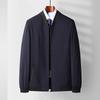 Spring and Autumn Jackets for Men's Business Casual Pocket Zipper Jacket Round Collar Daddy's Solid Color Jacket Middle-aged Men's Clothing