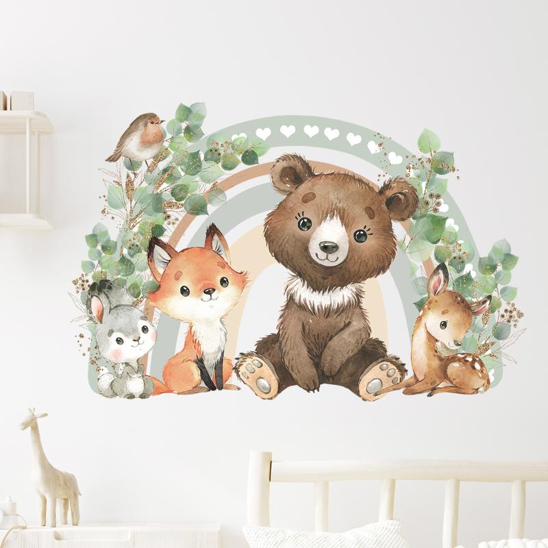 Forest Animal Wall Stickers For Children'S Rooms Children'S Room Wall Stickers Daycare Room Decorations Cartoon Animal