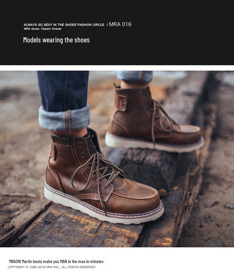 MRA Herren High-Top Retro Leder Winterstiefel 875