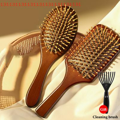 1Pcs Natural Sandalwood Massage Brush Soft Cushion Round Smooth Hair Comb Teeth For Scalp Health