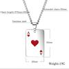 New Hip Hop Stainless Steel Poker Card Ace of Spades Necklace For Women Men Pendant Chain Playing Cards Jewelry Ace of Hearts