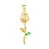 2 PCs Rose Brass 8K Gold Plated Tulip Flower Micro Pave Clear Cubic Zirconia Pendants Exquisite Jewelry Findings 3.8cm x 1.2cm