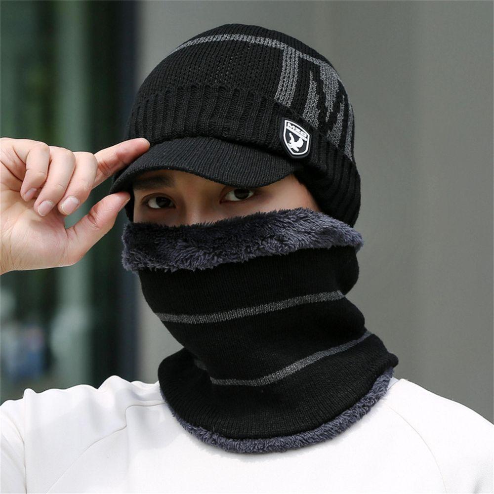 

Outdoor Men Ladies Beanies Knitted Hat Beanie Hat Thickened Wool Windproof Hat Scarf Winter Warm коричневий
