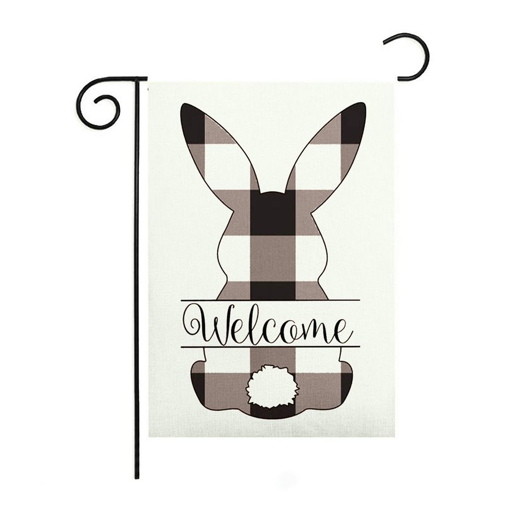 Welcome Bunny Eggs Decor Cute Spring- Easter Garden Flag