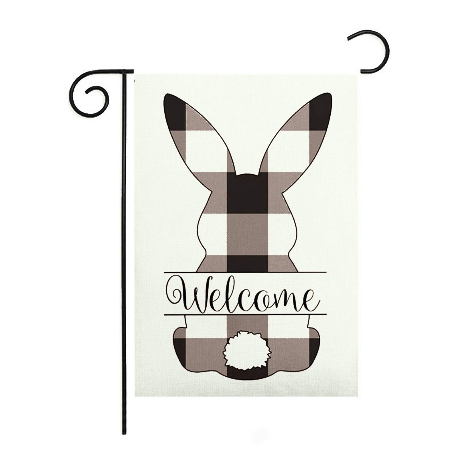 Welcome Bunny Eggs Decor Cute Spring- Easter Garden Flag