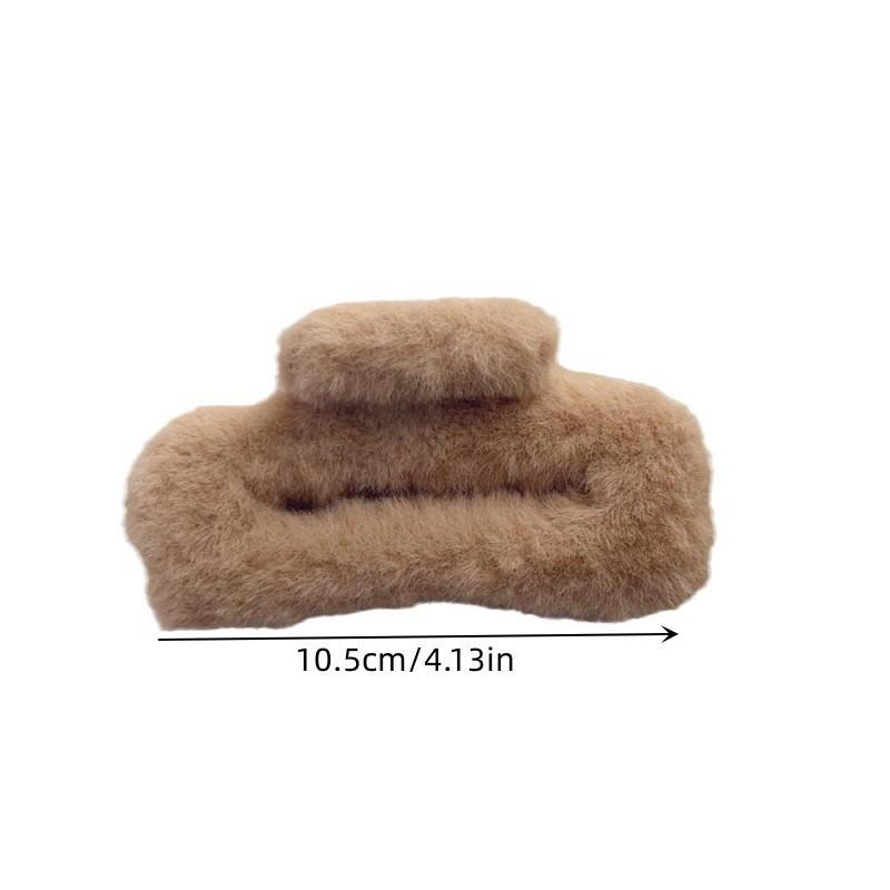 10.5cm Plush Square Hair Clip Women's Korean Style Ins Simple And Versatile Grab Clip Fashion Shark Clip Hair Accessories
