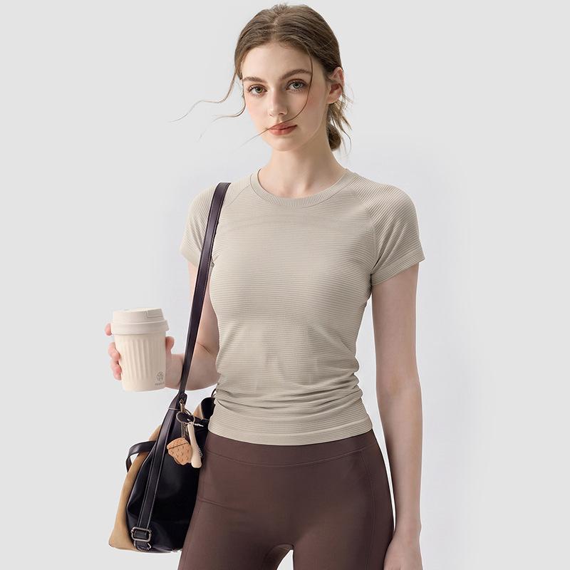 Summer Yoga Clothing Sports Short Sleeve Women's Breathable Shirt Running Pilates Riding Training Sports Top Set
