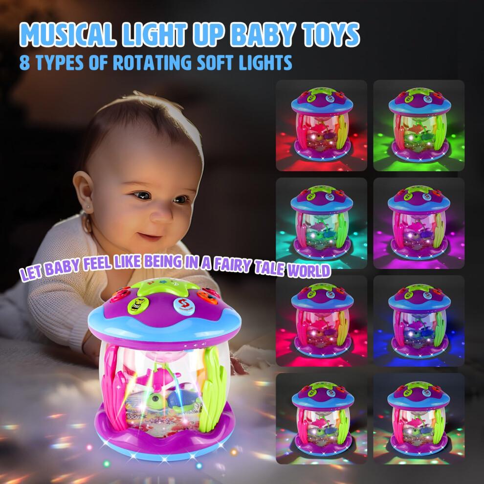Untimaty Baby Toys 6 to 12 Months - Ocean Rotating Baby Musical Toys 9 12 18 Months Light Up Sensory Toys for 1 2 Year Old Girls Crawling Learning