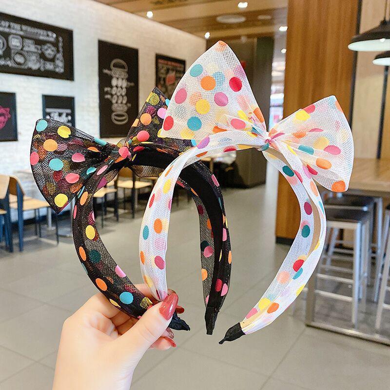 1pc New Mesh Camouflage Spot Headband with Sheer Bowknot Exquisite Hairband for Women Cute Hair Ring