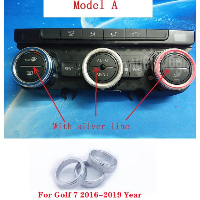 For Volkswagen Golf 7 MK7 2014- T-Roc Aluminum Alloy Air Conditioning Knob Cover Control Switch Decoration Ring Car