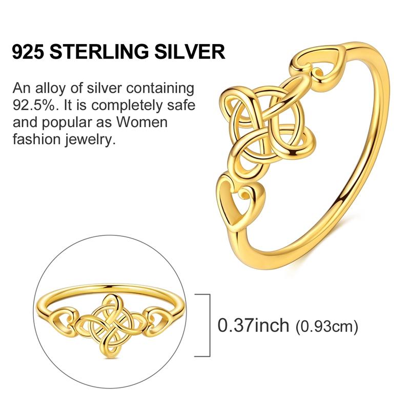 Ring 925 Sterling Silver Sparkling Gold Heart Star Moon Chain Ring For Women Man Girl Wedding Anniversary Part Ring Jewelry Gift