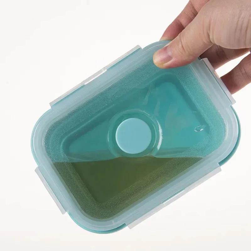 Silicone Folding Bento Box 4Pc Collapsible Portable Lunch Box for Food Dinnerware Food Container Bowl Lunchbox Tableware