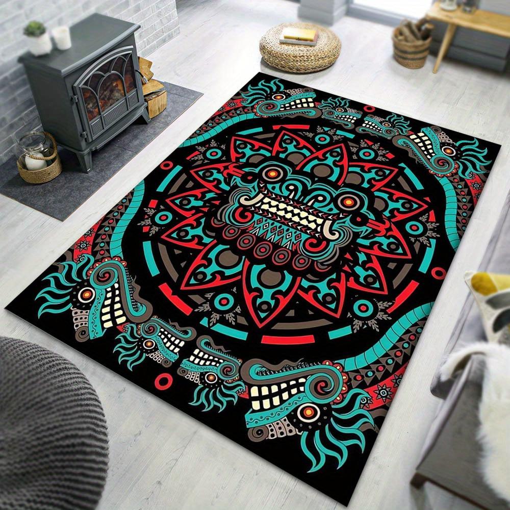 

1pc Aztec Pattern Carpet, Area Rug For Living Room Bedroom Room Bed Chair Laundry Entryway Corridor Yard Non-slip Outdoor Camping Rug Floor 60cm by 90cm